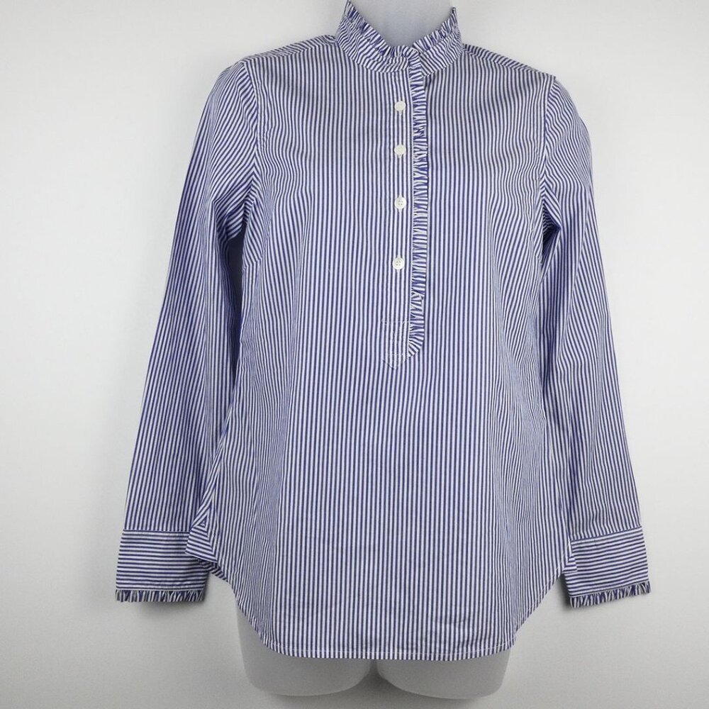 Vineyard Vines Shirt Women's Size 00 Blue and White Striped Long Sleeve New